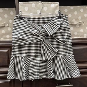 Veronica Beard Asymmetrical Black and White Gingham Skirt
